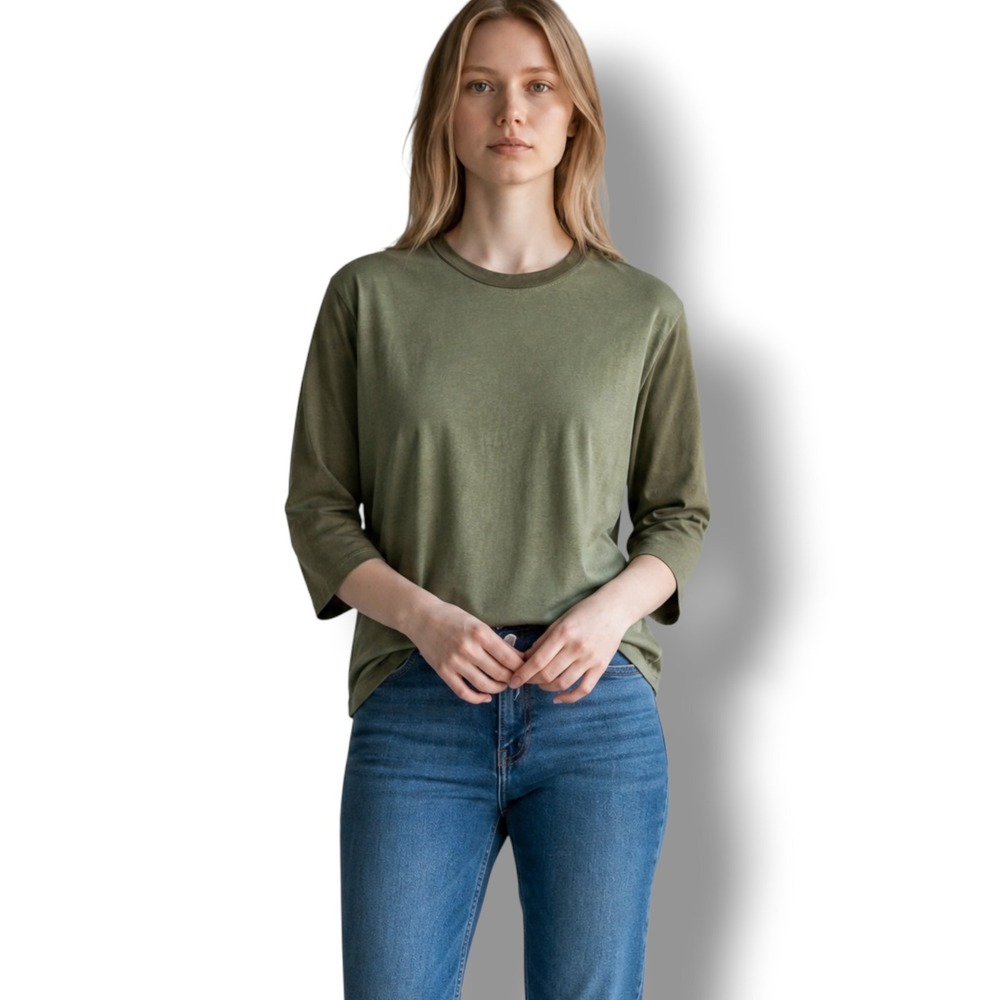 AG Adriano Goldschmied Top Womens Size Small S Olive Green Two-Tone Tee‎ T-Shrt